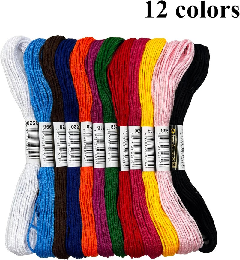 Zhenqing 12 Colors Embroidery Thread Set with DMC Codes - 8m Each Skein, Premium Cotton Sewing Floss for Cross Stitch & Needlecraft - Image 4